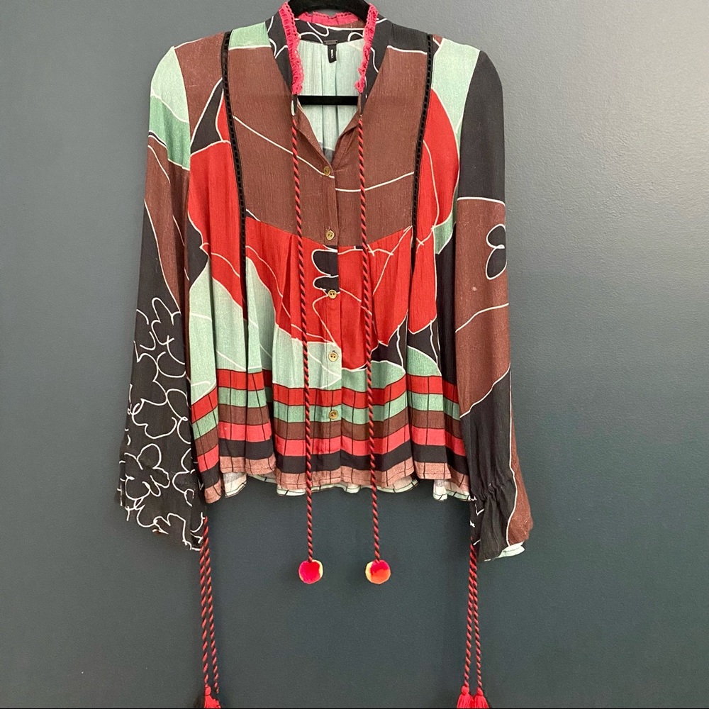 bl^nk Anthropologie button down bohemian blouse